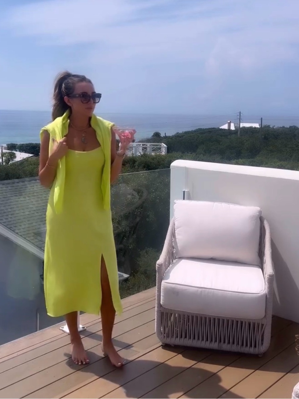 a new day Neon lime Slip Midi Dress with matching button down cardigan